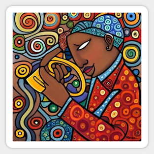 Jazz Musician playing a trumpet Sticker